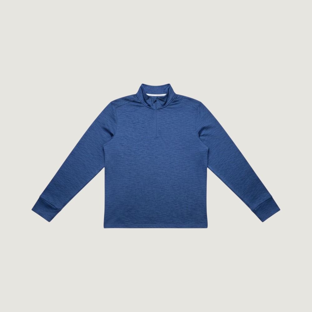 Jockey Sporty Men's Blue Heathered Quarter Zip Pullover Long Sleeve Shirt Small - Picture 1 of 7